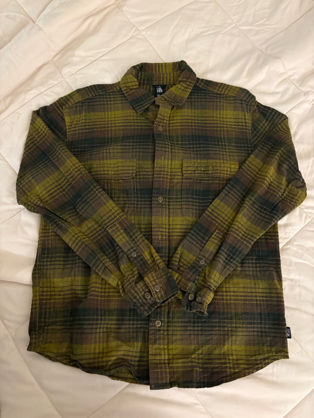 Mountain Hardwear Men's Olive and Brown Plaid Button-Down Shirt
